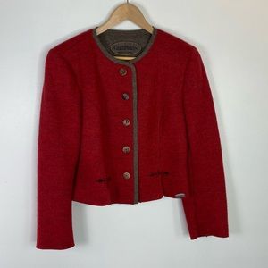Geisswein Women’s Red Wool Cropped Jacket Size EU 38/ Medium